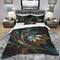 Designart 'Brown Blue Fractal Flower in Black' Modern & Contemporary Bedding Set - Duvet Cover & Shams